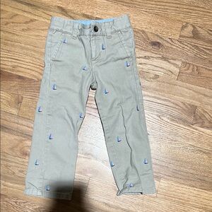 Janie and jack Kids' Tan Khaki Sailboat Print Pants - Size 3